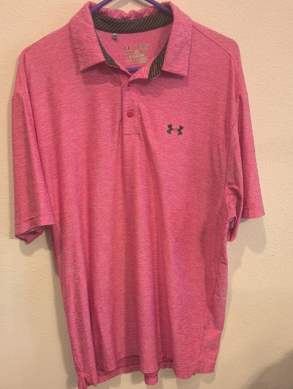 Under Armour Men’s Pink Heather Performance Polo Loose Heat Gear XL